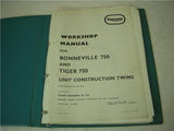 Triumph 750 Twin Bonneville Tiger British Workshop Manual Binder used BOOK (man-F2)