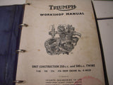 1960's Triumph 350 500 twins T100 T90 5Ta 3TA Workshop Manual used Binder BOOK (man-F2)