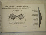 Vintage 1968 Chevrolette Chevy Corvette Owners Manual 121421-32 (man-d)