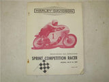 MANUAL 1965 Harley Davidson Sprint Competition Racer Specs Manual Book used 121521-24 (check E)