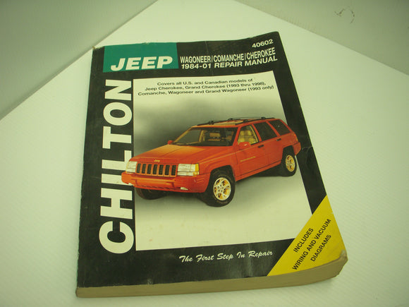 1984-2001 Jeep Cherokee Comanche Wagoneer Chilton Manual 40602 used (man-f)