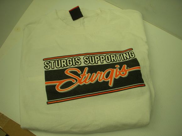 Large White T-Shirt Sturgis Supporting Sturgis