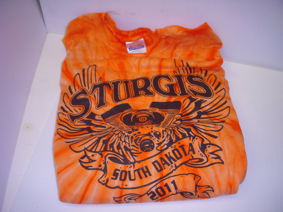 X-Large Tie Dye Orange T-Shirt Sturgis Rally 2011