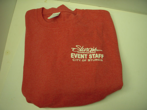 Large Red Faded T-Shirt Sturgis Staff City Of Sturgis