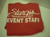 Large Red Faded T-Shirt Sturgis Staff City Of Sturgis