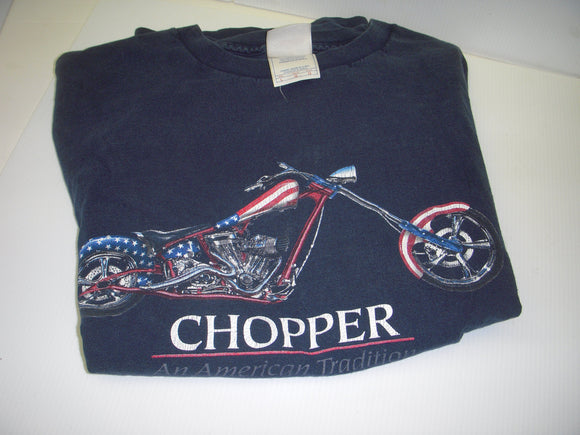 Large Dark Blue T-Shirt Chopper An American Tradition