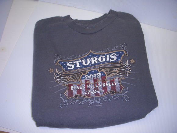 Medium Gray T-Shirt Sturgis Rally 73 Years Ride Free 2013