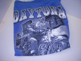 Large Blue T-Shirt NEW Daytona Beach Bike Week Hog on Bike w/ Tusks