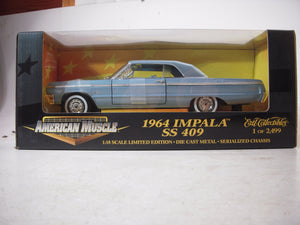 1964 Chevy Impala SS409 Serialized Edition BLUE NEW Ertl American Muscle Diecast 1:18 scale (TS-WIRE-B2)