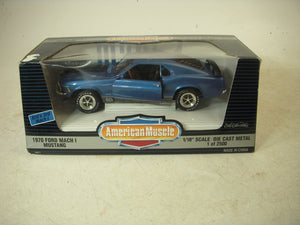 1970 Ford Mustang Mach I BLUE 1of2500 Edition NEW Ertl American Muscle Diecast 1:18 scale (TS-WIRE-B2)