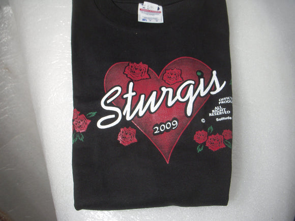 Medium Kids Black with Hearts and Roses T-Shirt Promotion Sturgis 2009 New