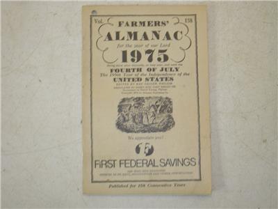 1975 FARMERS ALMANAC Through First Federal Bank MPLS Used Vintage 121521-27 BOOK MANUAL (check E)