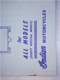 INDIAN RIDERS INSTRUCTION BOOK MANUAL non verticals Used Vintage MOTORCYCLE MANUAL 121521-16 (check E)