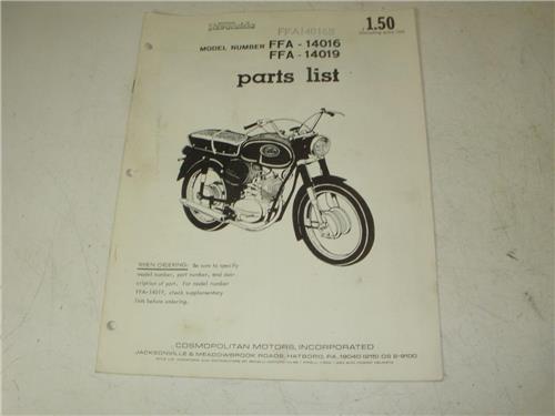 Wards Riverside motorcycle FFA-14019 FFA-14016 Parts List Catalog Parts used MANUAL BOOK (man-a/b)